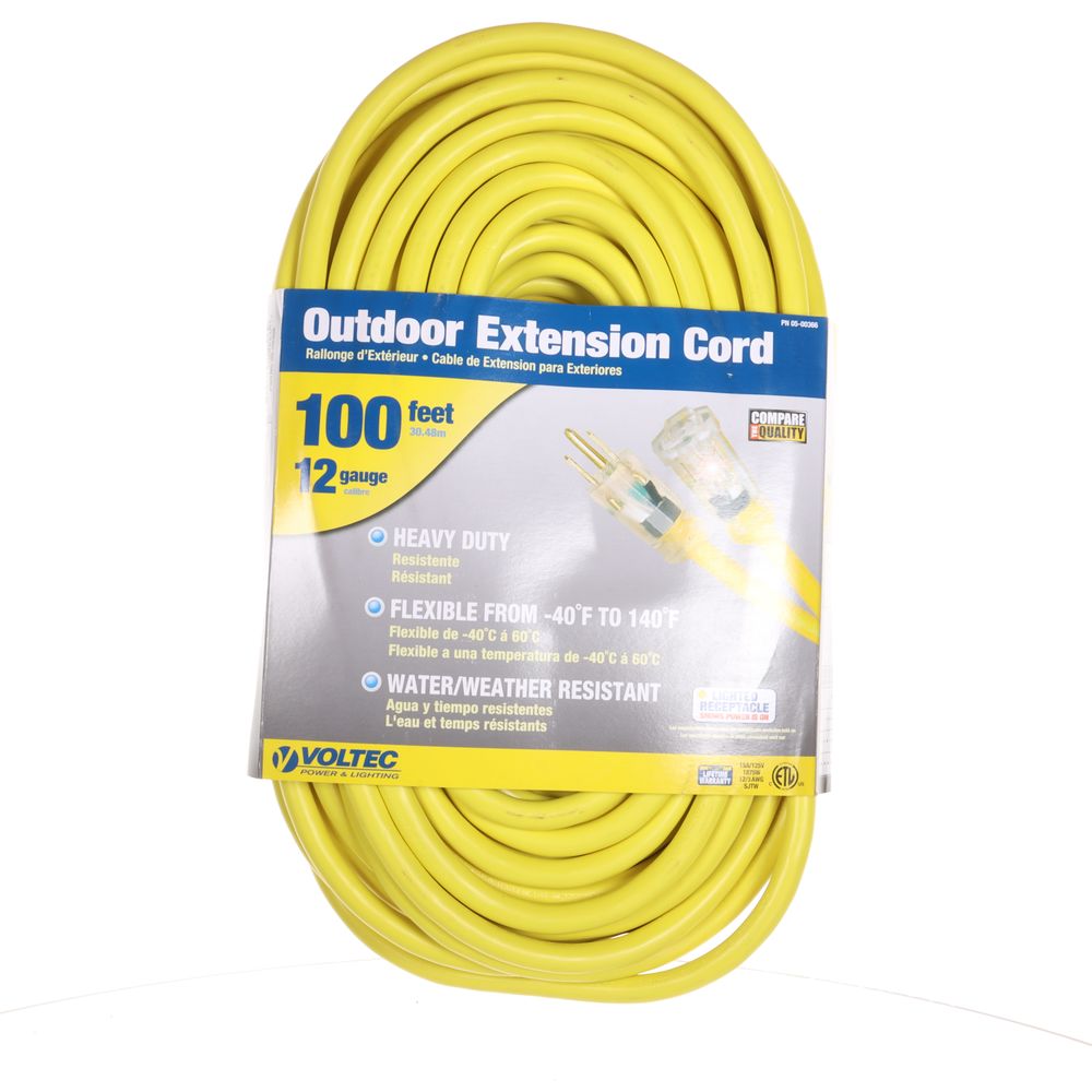 100ft 12/3 Extension Cord w/ Lighted Ends - 05-00366