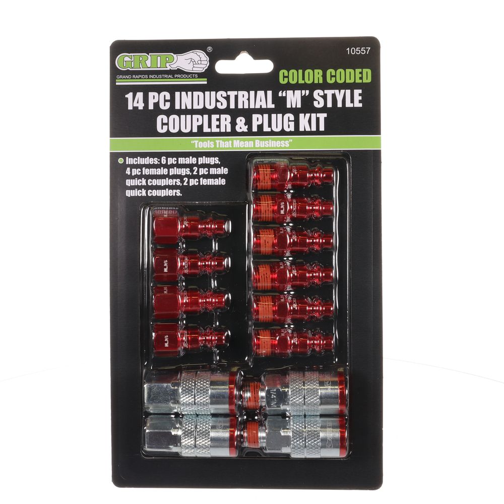 14pc Color Coded Red Type M Air Plugs and Coupler Set - 10557