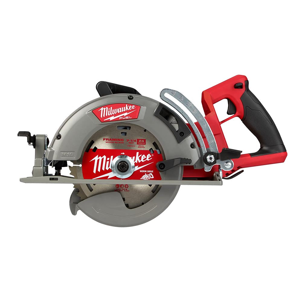 Milwaukee M18 Fuel rear handle circular saw with brushless motor, designed for powerful cutting performance