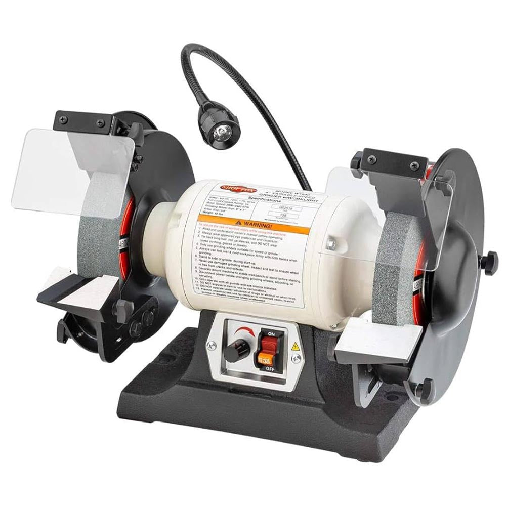 Shop Fox 8in Variable Speed Bench Grinder w/ Flex Light - W1840