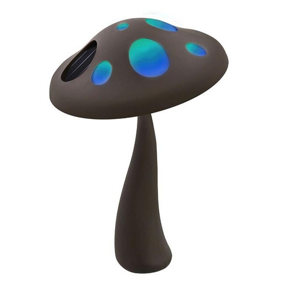 Mushroom-shaped object with a smooth, curved stem and round cap featuring several glowing oval cutouts.