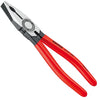 Knipex combination pliers with a robust metal head, serrated jaws, and smooth, insulated red handles.