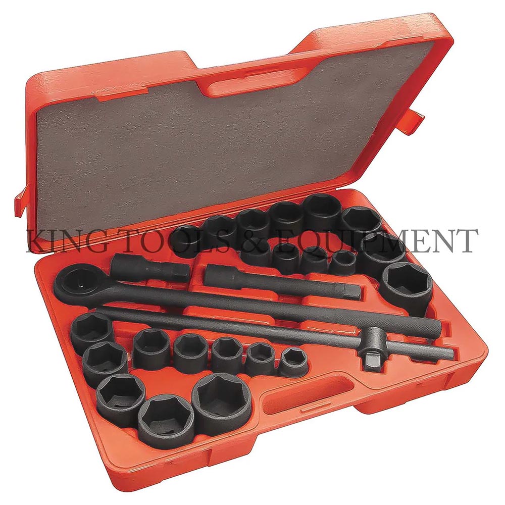 King 3/4in Drive 27pc SAE and Metric Socket Set - 0658-1