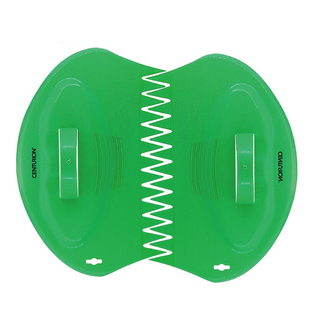 Centurion green handheld tool with a zigzag white cutting edge and ergonomic grips on both sides.