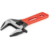 Titan adjustable wrench with extra-wide jaw, laser-etched scale, and red handle featuring slotted cutouts