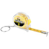 Performance Tool tape measure with clear plastic case, yellow retractable blade, and attached metal keyring