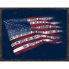 Patriotic sign featuring a waving American flag with the Pledge of Allegiance text integrated into the stripes.