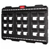 Milwaukee Packout mounting plate with a durable rectangular frame, multiple cutouts, and integrated locking slots.