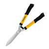 Centurion hedge shears with long yellow handles, black ergonomic grips, and sharp stainless steel blades.

