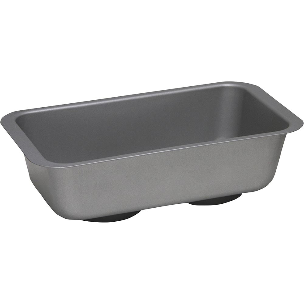Rectangular steel tray with smooth interior surface, flared rim edges, and rounded corners for easy cleaning