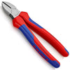 Knipex diagonal cutting pliers with a metal cutting head, sharp blades, and dual-color insulated ergonomic handles.