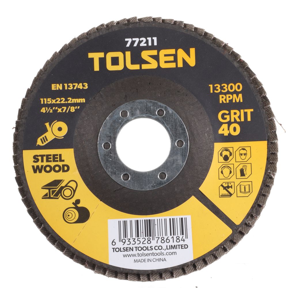 Tolsen 4-1/2In 40 Grit Flap Wheel - 77211T