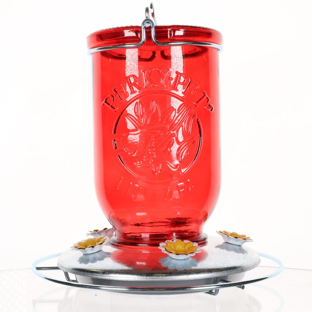 Perky Pet Red Mason Jar Hummingbird Feeder - 786