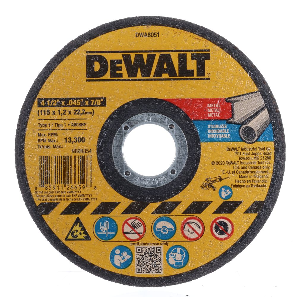 Dewalt 4-1/2 x .045 x 7/8 Metal Cutoff Wheel - DWA8051