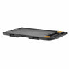 DeWalt ToughSystem worktop with a durable black surface, built-in handle, and yellow inserts for accessory placement.