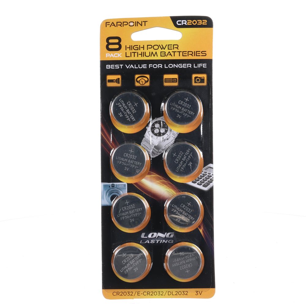 8pk CR2032 3v Batteries - FPB8CR2032