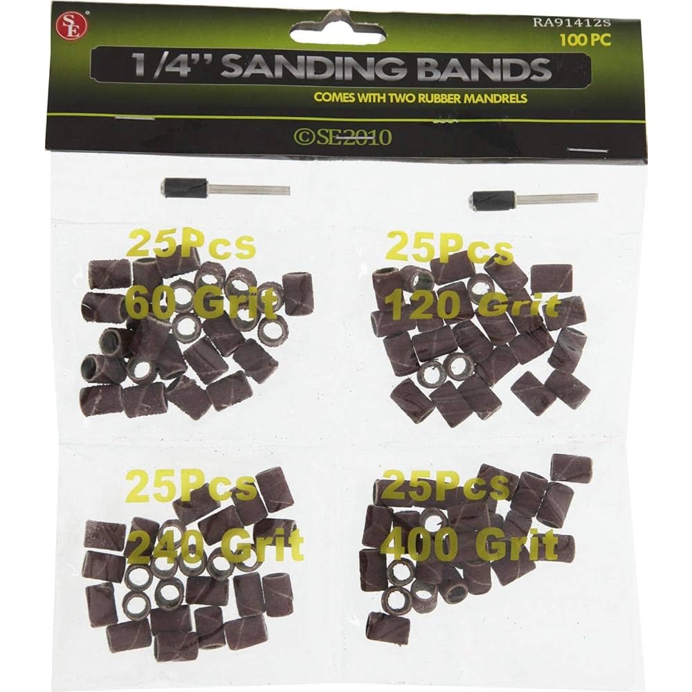 1/4in x 1/2in Assorted Grit Sanding Drums w/ 2 Mandrels - RA91412S