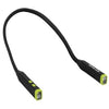 Flexible-neck LED light with two rectangular heads, a black rubberized body, and bright accent details on each end.