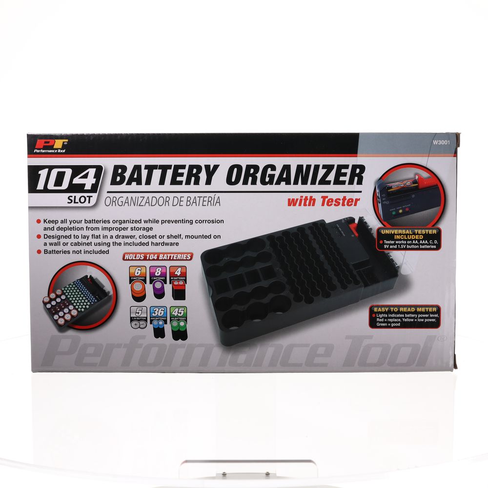 Performance Tool 104 Slot Battery Organizer - W3001