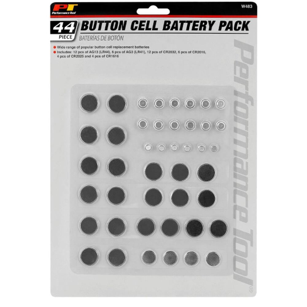 Performance Tool 44pc Button Cell Battery Assortment - W483