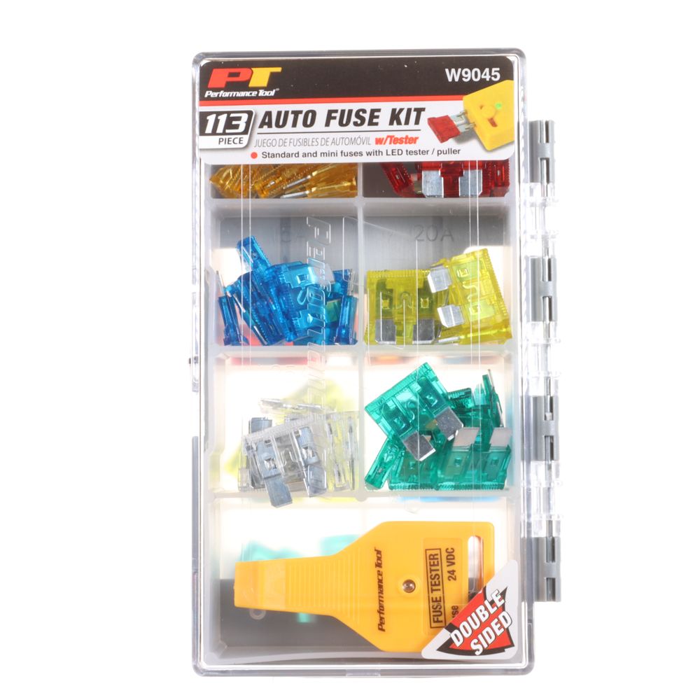 Performance Tool 113pc Auto Fuse Assortment w/ Tester - W9045